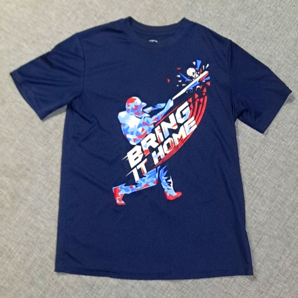 Athletuc Works Boys Baseball Red White and Blue Boys Short Tee YLG